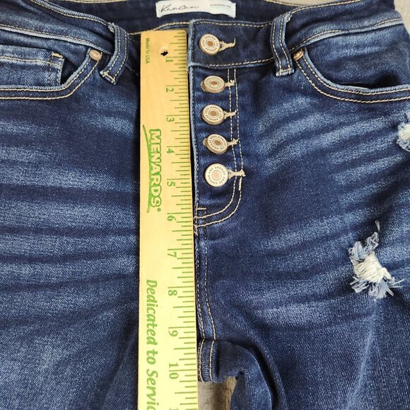 KanCan Jeans Womens 27 Blue Ankle Skinny Ripped Hem Stretch Button Fly Denim - Picture 5 of 14